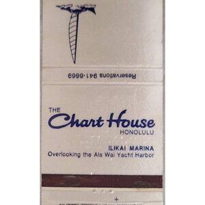 Vintage Matchbook Cover The Chart House Restaurant Honolulu Hawaii